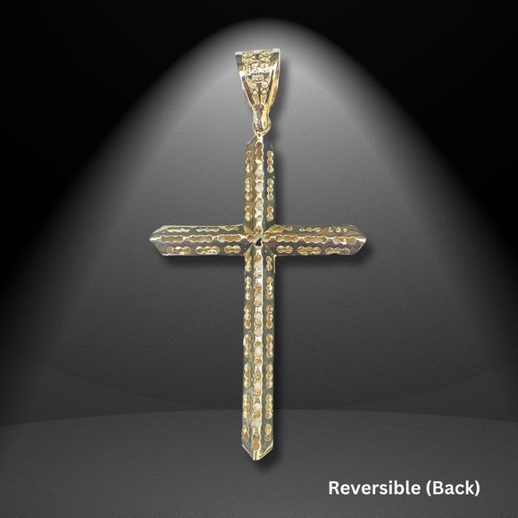 14K Gold Cross Pendant Mens Large Cross Women Cross Gift Fine Silver Jewelry - Picture 5 of 10